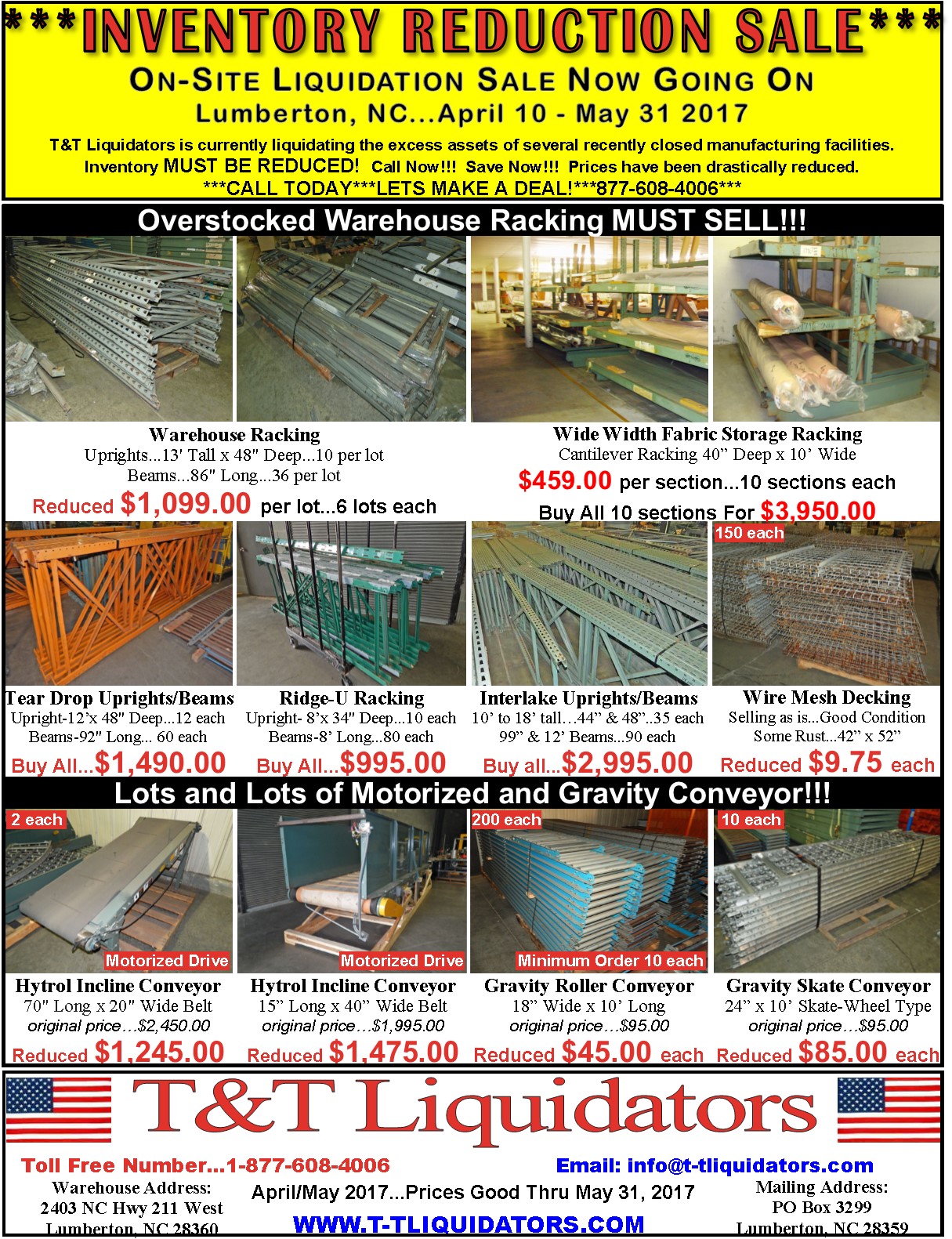 Current Liquidations and Inventory Sales Flyer