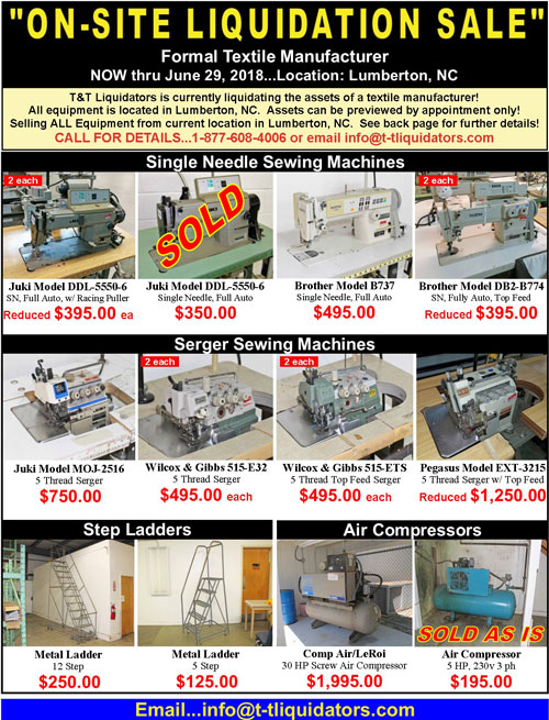 Current Liquidations and Inventory Sales Flyer