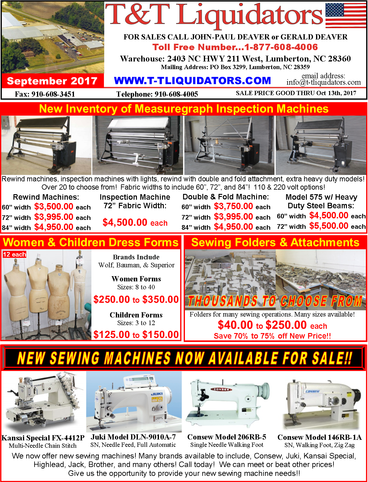 Current Liquidations and Inventory Sales Flyer