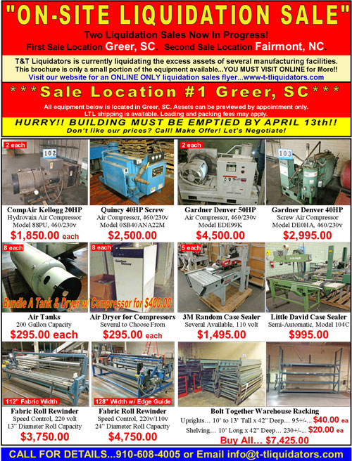 Current Liquidations and Inventory Sales Flyer